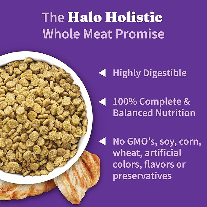 Halo Holistic Small Breed Dog Food, Cage Free Chicken & Brown Rice Recipe, Healthy Grains Dry Dog Food, Complete Digestive Health, 3.5 lb Bag