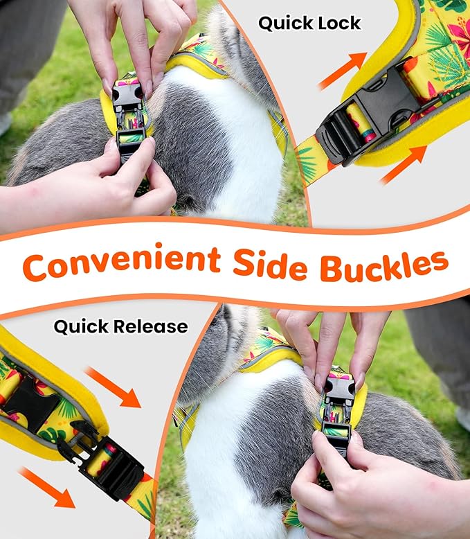 Halypet Cat Harness and Leash Set for Walking, Escape Proof Adjustable Vest Harness with 3-in-1 Integrated Buckles, Easy Control Soft Breathable Mesh with Reflective Strips for Cats, S, Bright Yellow