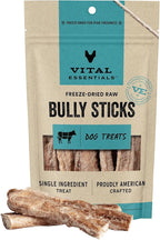 Vital Essentials Bully Sticks Dog Treats, 1.4 oz | Freeze-Dried Raw | Single Ingredient | Premium Quality High Protein Training Treats | Grain Free, Gluten Free, Filler Free