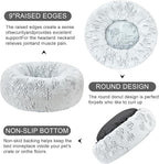 Dog Calming Beds for Small Medium Large Dogs - Round Donut Washable Puppy Dog Bed, Anti-Slip Faux Fur Fluffy Donut Cuddle Anxiety Cat Pet Bed (28" Rose)