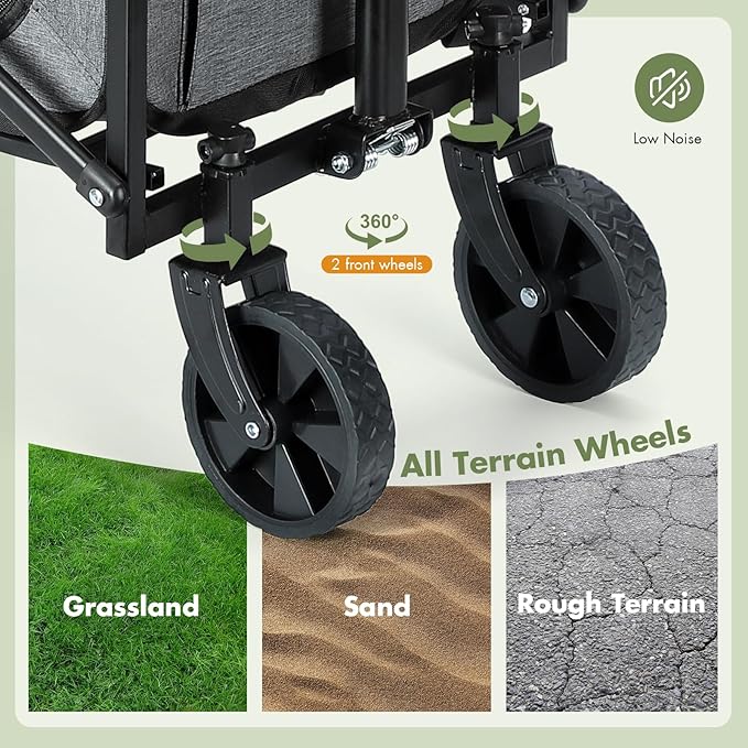 Lekereise Extra Large Pet Carrier with Wheels – Soft-Sided Foldable Rolling Cat Carrier for Puppy and Small Medium Dogs Under 30lbs, Stable & Ventilated Travel Crate for Camping and Outdoor, Grey