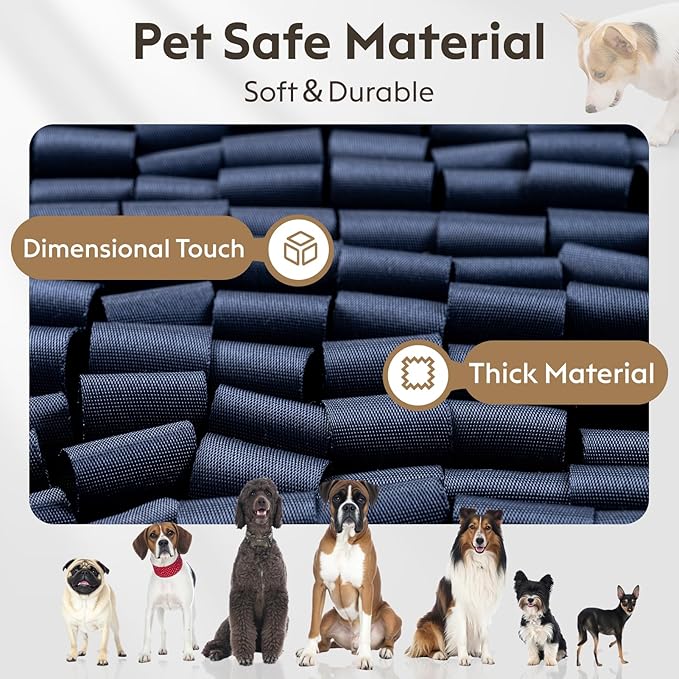 Snuffle Mat for Dogs, Dog Puzzle Mat, Interactive Dog Toys for Enrichment,Sniff Mats with Non-Slip Backing,Suitable for Breeds and Sizes of Dogs (Navy, 17" X 15")