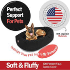 Majestic Pet 52 Inch Suede Shredded Memory Foam Mix Calming Extra Large Dog Bed Washable 52 x 35 x 11 (Inch) - Cozy Soft Round Donut Dog Bed with Spine for Head Support - Pet Bed Black