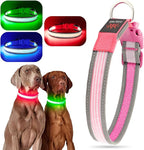 YFbrite Full Adjustbale LED Dog Collar, Full Illuminated Light up Dog Collars, Reflective Dog Collar Light Glowing in The Dark for All Dogs Safety (Small, Pink-2)