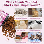 Natural Skin and Coat Support for Cats - Crunchy & Creamy Chews with Omega 3, Biotin & Vitamin E for Healthy Skin, Shiny Fur, Cat Supplements & Vitamins -Chicken（500 Chews