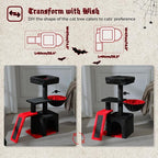 PETEPELA Gothic Cat Tree Tower for Indoor Cats, 31.5'' Small Cat Tower Condo with Sisal Scratching Ramp, Cozy Hammock and Removable Flower Cat Bed Perch for Kittens, Black