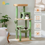 PETEPELA 56.3'' Tall Cat Tree for Indoor Cats, Cactus Cat Tower with Super Large Hammock (20''X16''), Sisal Covered Scratching Posts, Cozy Condo and Top Perch Green