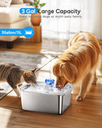 3 Gallon Large Dog Water Fountain, Stainless Steel Pet Water Fountain for Large Dogs, Automatic Big Dog Water Bowl Dispenser Drinking with 2 Filters, Easy to Clean, Quiet Pump