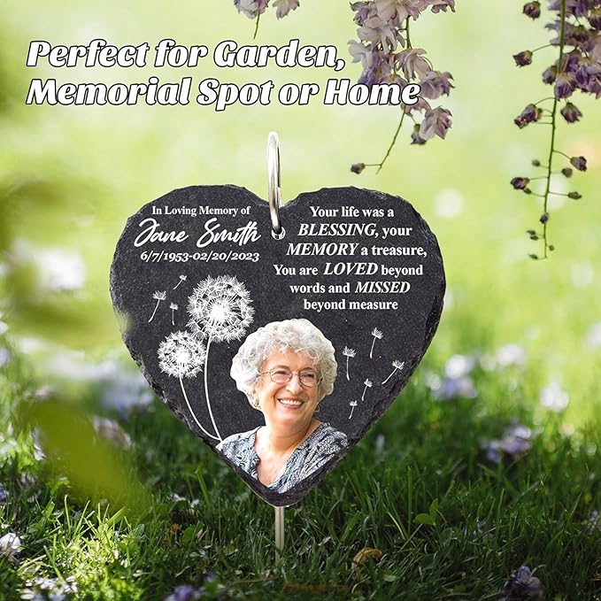 Engraved Pet Memorial Garden Stone with Stake, Custom Dog/Cat Loss Gift, Honor Your Beloved Pet, Personalized Outdoor Remembrance Gifts