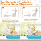 Rabbit Water Bottle Suspension Water Dispenser for Mini Pet Bunny Guinea Pig Chinchilla, 500ml Automatic Water Bottle by Gravity Flow Supply, Prevent Overflow, BPA Free (White)