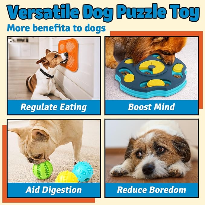 9 Pack All-Around Dog Puzzle Toy Set -Mentally Stimulating Dog Enrichment Toys for Small to Medium Smart Dogs, Includes Dog Lick Mat with Suction Cups