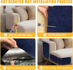 Cat Scratch Mat,118.5"x17.4" Trimmable Self-Adhesive Cat Scratch Furniture Protector, Sticky Cat Scratcher Wall Mat, Covering Cats Tower, Couch Protector from Cats Claws (Dark Blue)