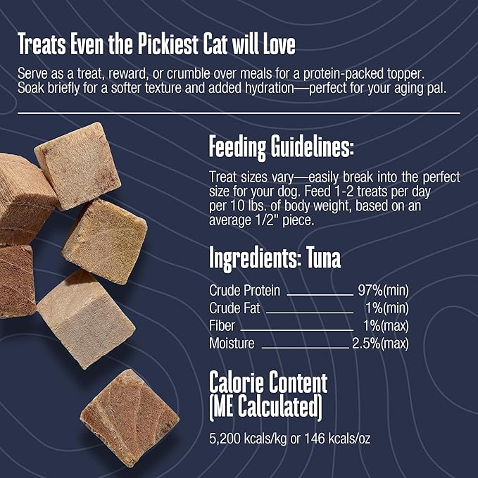 Whole Life Cat Just One Tuna Freeze Dried Cat Treats - Human Grade High Protein Food, Healthy Training Snacks, Freeze Dried Tuna Food Toppers, USA Made Natural Treats - 7.5 oz (Pack of 1)