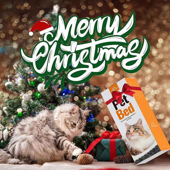 Cat Dog Bed for Pets, Rectangle Pet Bed Gift for Puppy and Kitten, Machine Washable Calming Fluffy Pet Couch Sofa for Indoor Outdoor, Portable Soft Cat Bed with Non-Slip Bottom (Small, Cream)