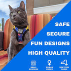 Travel Cat Harness and Leash Set - Adjustable Fit Harness and Reflective Strap - Comfort Walking Vest for Kitten for Outdoor Walking, Hiking (Medium, 90s Cat)