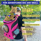 Fat Cat Backpack Carrier - Airline Approved Cat Carrier with Space Capsule Bubble for for Small Cats, Kitten - Premium Deep Rose Pink Cat Carrier Backpack for Outdoor, Travel, Hiking, Pet Supplies