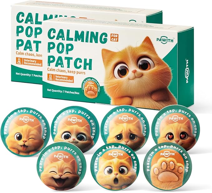 Cat Calming Diffuser – Pheromone Diffuser for Cats & Kittens to Reduce Anxiety and Stress-Related Behaviors, No Electricity Needed, Long-Lasting Enhanced Calming Aid (Pop Patch, 2 Pack)
