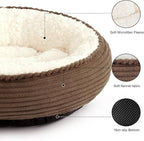 Love's cabin Round Donut Cat and Dog Cushion Bed, 25in Pet Bed for Small or Medium Dogs, Anti-Slip & Water-Resistant Bottom, Soft Durable Fabric Pet Beds, Washable Calming Cat Bed Brown Stripe