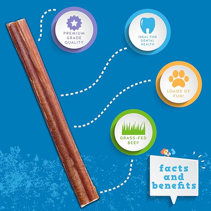 Jack&Pup Thin Bully Sticks for Small Dogs - 6 Inch, Odor Free, 100% Beef Dog Chew (10 Pack) for Puppies, Small Dogs