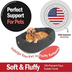 Majestic Pet 40 Inch Suede Shredded Memory Foam Mix Calming Large Dog Bed Washable 40 x 29 x 9 (Inch) - Cozy Soft Round Donut Dog Bed with Spine for Head Support - Pet Bed Gray