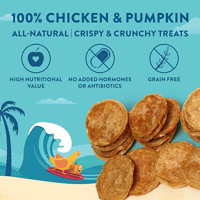 Just Chicken & Pumpkin Chips | Two Premium Ingredient & Healthy Dog Treats | All Natural Canine Rewards | Dog Training Treats for Small, Medium, and Large Breeds | Made in USA - 3oz