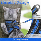 rabbitgoo Cat Harness and Leash Set for Walking Escape Proof, Adjustable Soft Kittens Vest with Reflective Strip for Cats, Comfortable Outdoor Vest, Blue, M