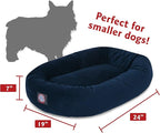 Majestic Pet 24 Inch Suede Calming Dog Bed Washable 24x19x7 (Inch) – Cozy Soft Round Donut Dog Bed with Spine Support for Dogs to Rest their Head - Round Pet Bed Small – Navy