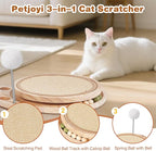 Cat Scratcher for Indoor Cats, Sisal Cat Scratching Pad, 2-Tier Kitten Toys with Wooden Ball Track & Spring Ball -No Assembly Cats Activity Center