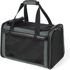 YUDODO 25 lbs Lightproof Soft Sided Pet Carrier for Large Cat & Small Dog Airline Approved Travel Puppy Carrier with Side Pockets & Reflective Mesh, Foldable Portable for Outdoor Car Grey Green