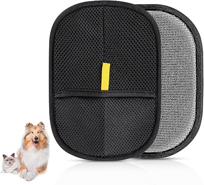 Pet Hair Removal Grooming Gloves for Cats & Dogs - 2 pcs Double-Sided Deshedding Mitts for Long & Short Hair, Reusable Bathing & Massage Gloves for Pet Remover and Coat Care, Carpet, Car Seat.