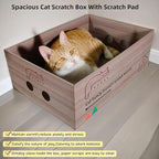 Cat Scratcher Bed 30 Inch Cat Couch Scratcher &17.5 Inch Cat Scratch Box with Refillable Scratch Pad Cat Scratchers for Indoor Cats Durable Extra Large Cats Lounge Furniture Protector
