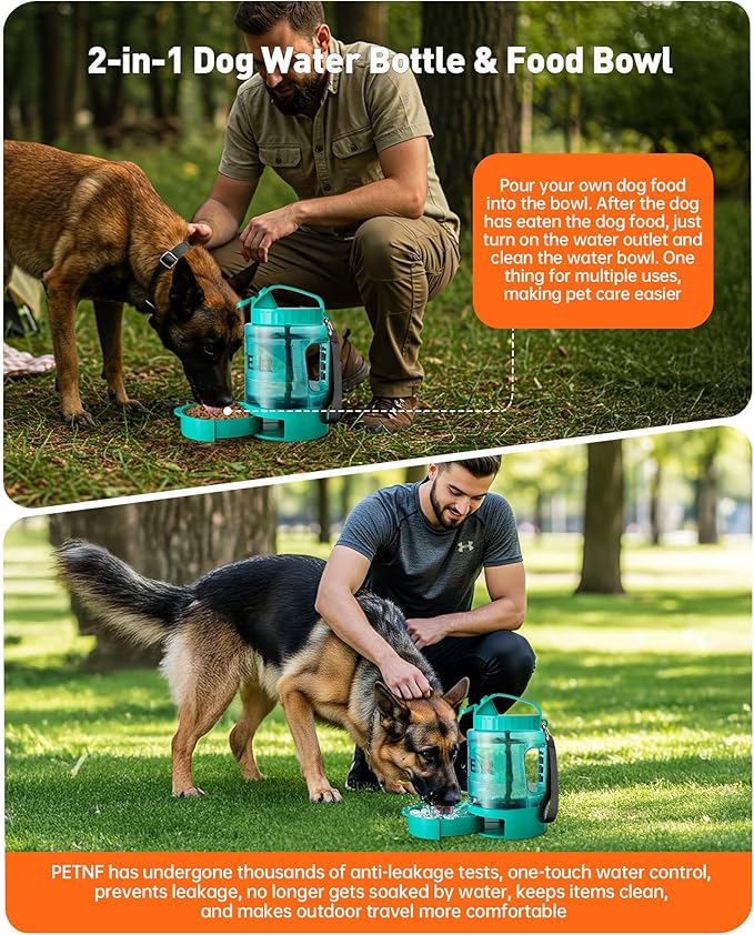 Portable Dog Water Bottle Bowl - 77 oz Travel Water Bowl Dispenser for Dogs Leak Proof, Suitable for Large Pet Drinking, A Must Have for Outdoor, Camping, Walking, Beach Other Scenes （Light Green）