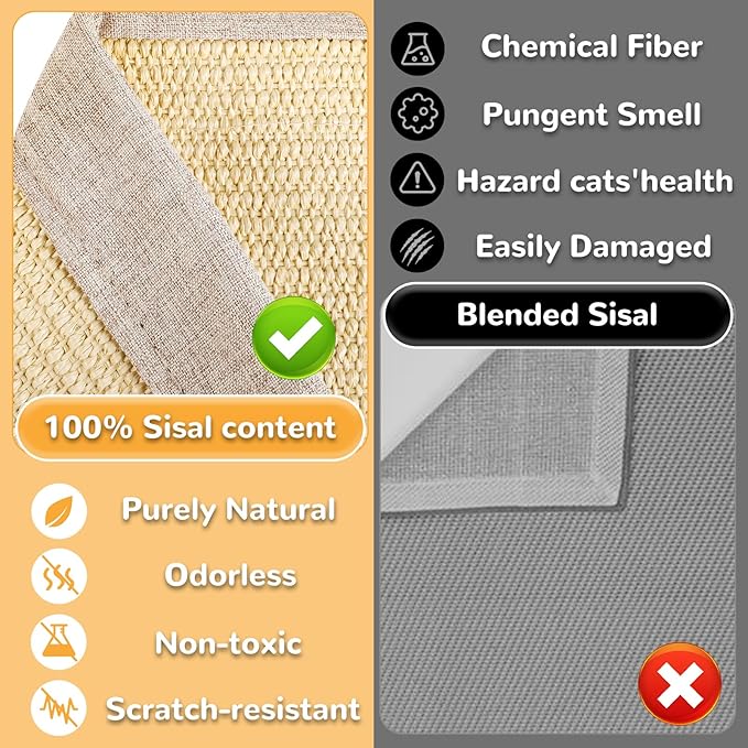 Multi-Functional Wooden Cat Scratcher Bed for Small Pets & Cats, Durable Sisal Post with Cozy Napping Lounge, Indoor Furniture Protector