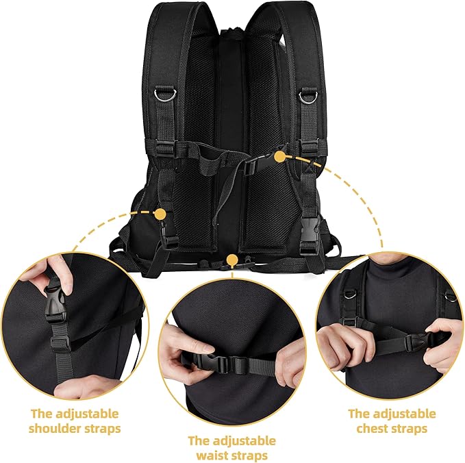 WOYYHO Pet Dog Carrier Backpack Small Dog Front Backpack Ventilated Dog Carrier Back Pack with Storage Pockets, Adjustable Straps & Safety Belt for Travel Hiking Outdoor (Size M: 5-9 lbs, All Black)