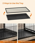 Feandrea Dog Crate Furniture, 44.1" Side End Table, Modern Kennel for Dogs Indoor up to 80 lb, Heavy-Duty Dog Cage with Multi-Purpose Removable Tray, Double-Door Dog House, Greige UPFC004G01