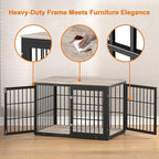 48 Inch Heavy Duty Dog Crate Furniture for Large and Medium Dogs, Decorative Pet House End Table, Wooden Cage Kennel Furniture Indoor, Grey
