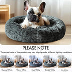 JOLLYVOGUE Calming Dog & Cat Bed for Small Dogs, Anti-Anxiety Donut Cuddler Cozy Soft Round Bed with Anti-Slip Bottom, Fluffy Faux Fur Plush Cushion Beds for Small Medium Dogs (27")