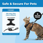 Voyager Escape-Proof Step-in Lock Cat Harness & 5ft Neoprene-Handle Leash Set All-Weather Mesh with Reflective Stitching for Small to Large Cats by Best Pet Supplies, Black (327), XXXS