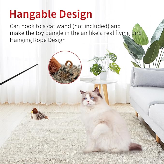 PETGEEK Gigwi Bird Cat Toy Simulated Chirping Bird Cat Toy, Fake Bird Cat Toys for Indoor Cats, Melody Chaser Cat Toys with Hanging Loop for Bored Indoor Adult Cats Kittens Interactive Play (Bird)