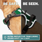 Embark Adventure Dog Harness, Reflective Trim No Pull Dog Harness for Large Dogs - Military Grade Nylon, Front Clip with Gel Lined Handle.