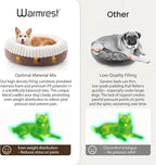 Donut Dog Bed Medium Size Dog, Round Cat Beds for Small Medium Dogs and Cats with Washable Fluffy Faux Fur, Cute Comfort Pet Bed with Anti-Slip Bottom, Cream, 30"