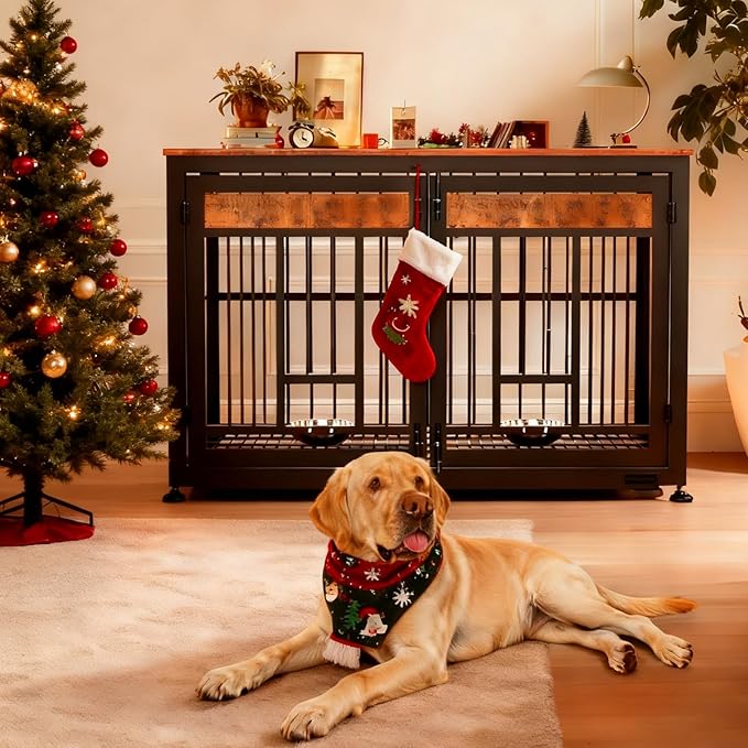 48 Inch Heavy Duty Dog Crate Furniture for Large Dogs, Decorative Pet House End Table, Extra Large Wooden Cage Kennel Furniture Indoor