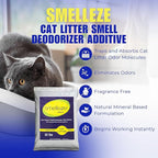 SMELLEZE Natural Cat Litter Smell Eliminator Deodorizer Additive: 50 lb. Rids Strong Urine & Poop Stench. Change Kitty Box Litter Less. Safe for Cats. Unscented