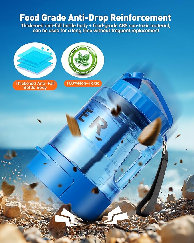 Portable Dog Water Bottle Bowl - 77 oz Travel Water Bowl Dispenser for Dogs Leak Proof, Suitable for Large Pet Drinking, A Must Have for Outdoor, Camping, Walking, Beach, Hunting Other Scenes （Blue）