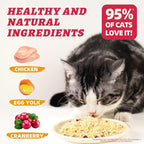 Wellix Dog & Cat Food Topper - Cranberry Treats Freeze Dried Egg Yolk & Chicken Flavor Low Calorie - Support Kidney Bladder & Urinary Health - Healthy Cat Treats for Indoor Cats