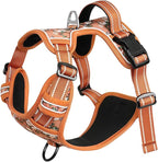 HEELE Dog Harness, No Pull Adjustable Padded Reflective Harness for Small Medium Large Dogs with Handle for Walking Training, Flower-Orange,L