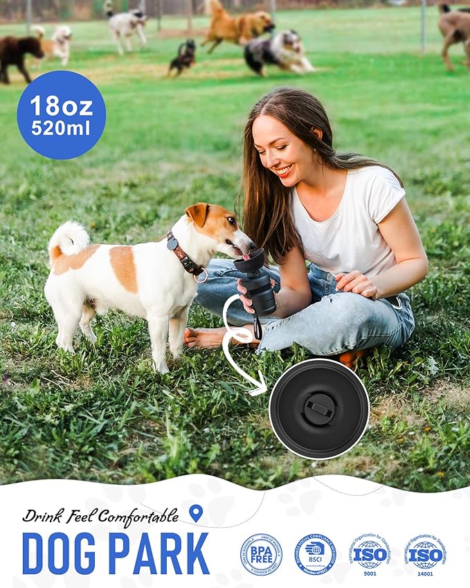 Lesotc Dog Water Bottle, Portable Water Dispenser with Travel Water Bowl, Leak Proof Pet Travel Squeeze Bottle, Puppy Essentials Dog Stuff Accessories for Outdoor Walking, Hiking, Camping