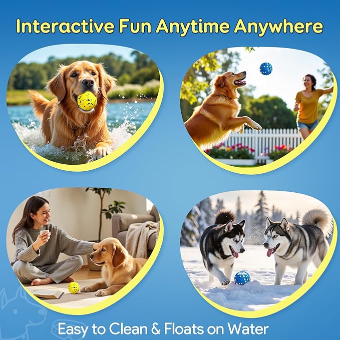 Dog Balls Tennis Ball Toys Dog Toys for Aggressive Chewers Durable Teething Chew Toys Water Toy Fetch Ball for Large Medium Small Dog and Puppies (4 Balls)