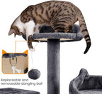 Yaheetech XL Cat Tree, 72in Multi-Level Cat Tower with 2 Cozy Caves, 3 Soft Perches, Scratching Posts, Board, and Dangling Ball, Pet Furniture Play House for Kittens/Cats, Dark Gray