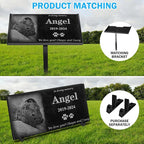 Custom Engraved Dog Memorial Stone - Durable Black Granite Pet Grave Marker with Photo, Personalized Pet Loss Gift for Dogs, Cats - Memorial Plaque for Garden or Indoor Use